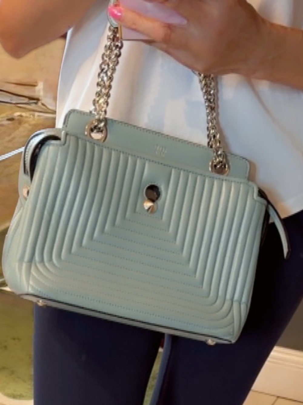 Fendi Women’s Quilted Chain-Handle Shoulder Bag - Sage Green